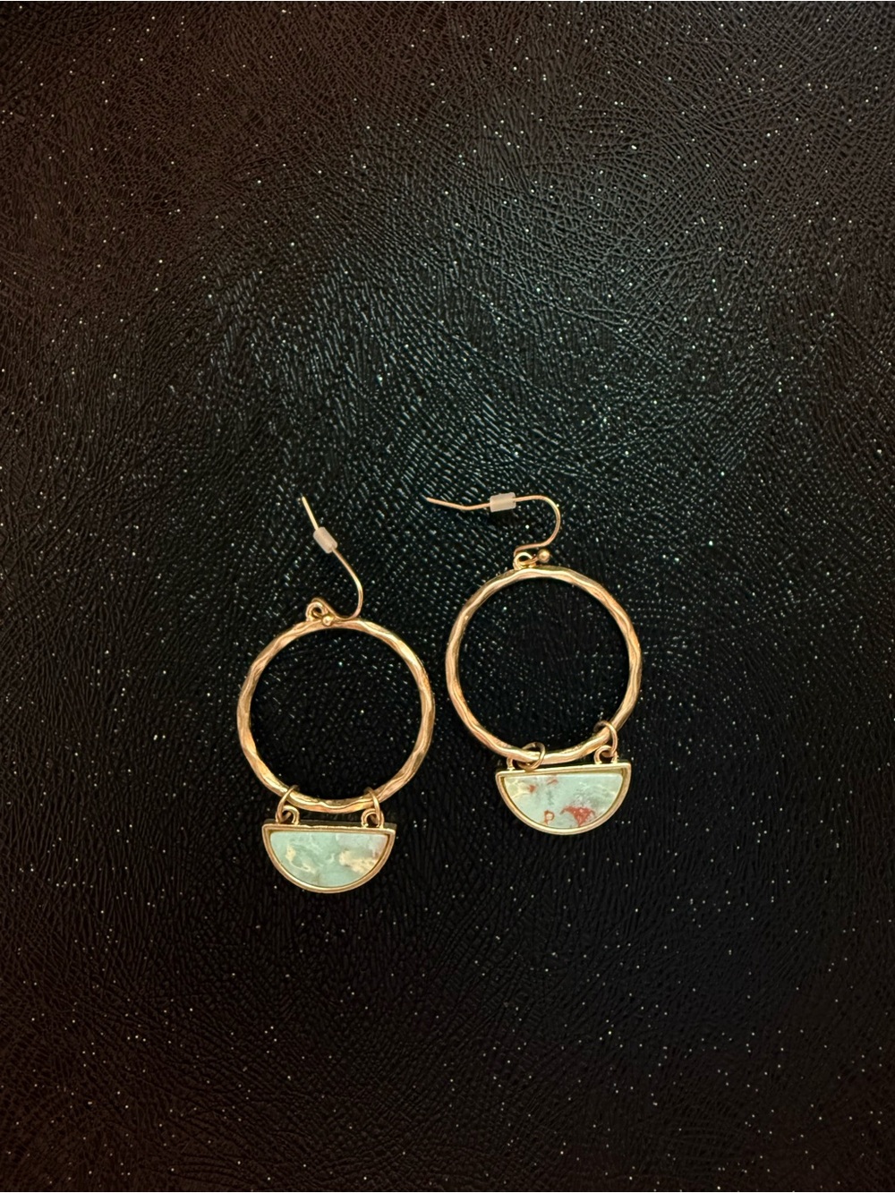 Gold & Green Hoop Drop Earrings Like New